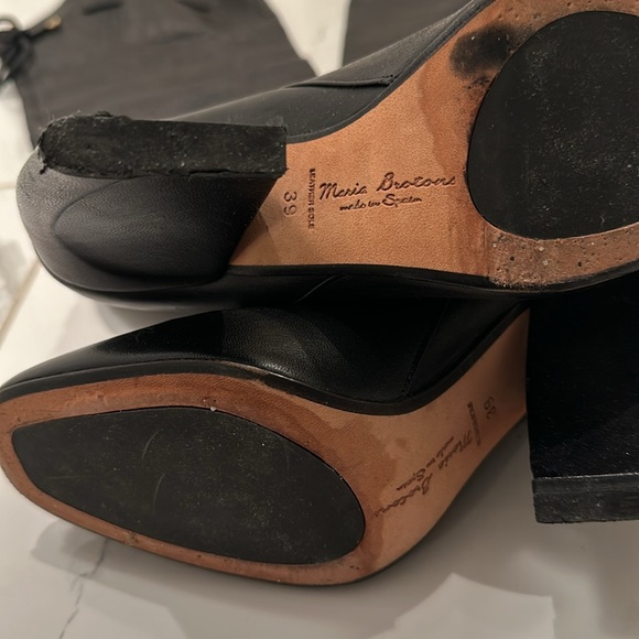 Maria Brotons Black Leather Over The Knee Tall Wedge Boots, - Picture 3 of 3